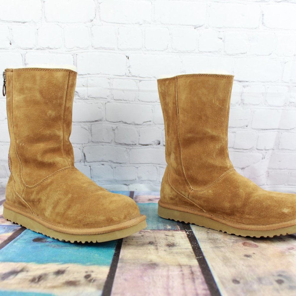 UGG Payton Brown Suede Fleece Lined Rainbow Zipper Winter Boots Rare Size 5 M - Picture 3 of 9